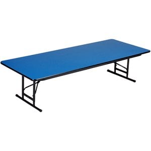 Pemberly Row 17-27&quot Adjustable Plastic Resin/Steel Metal Folding Table in Blue