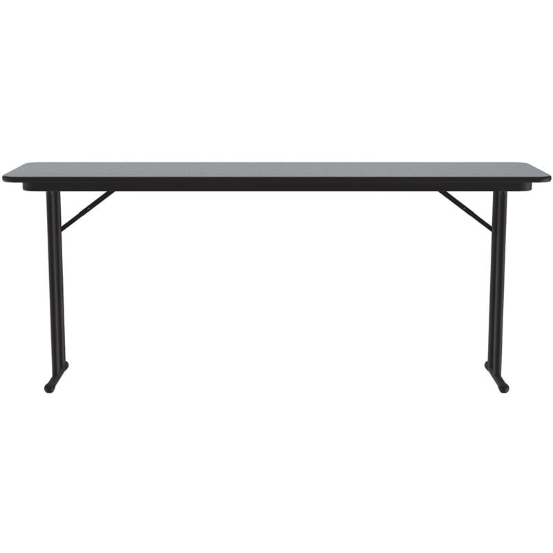 Pemberly Row Wood High Pressure Folding Seminar Table with Off-Set Leg in Gray