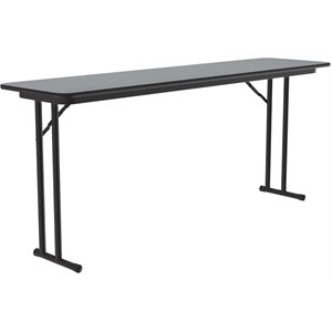 Pemberly Row Wood High Pressure Folding Seminar Table with Off-Set Leg in Gray