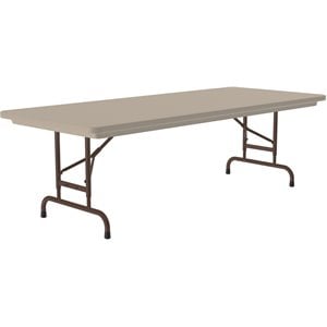 Pemberly Row 72&quotD Adjustable Plastic Resin/Steel Metal Folding Table in Mocha