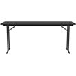 Pemberly Row Metal High Pressure Folding Seminar Table with Off-Set Leg in Black