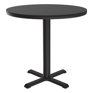 Pemberly Row Round Commercial Laminate Cafe and Breakroom Table in Black Granite