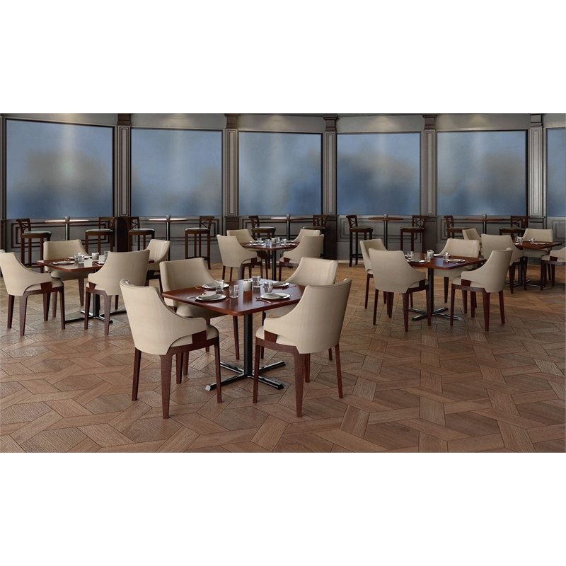 Pemberly Row Square Commercial Laminate Cafe and Breakroom Table in Gray Granite