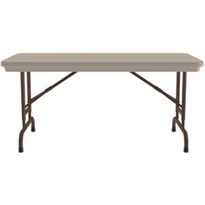 Pemberly Row 48&quotD Adjustable Plastic Resin/Steel Metal Folding Table in Mocha