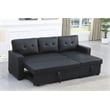 Pemberly Row Faux Leather Reversible Sleeper Sectional Sofa in Black