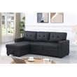 Pemberly Row Faux Leather Reversible Sleeper Sectional Sofa in Black