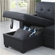 Pemberly Row Faux Leather Reversible Sleeper Sectional Sofa in Black