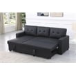Pemberly Row Faux Leather Reversible Sleeper Sectional Sofa in Black