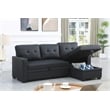 Pemberly Row Faux Leather Reversible Sleeper Sectional Sofa in Black