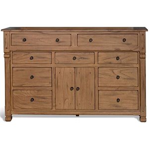 Pemberly Row 70&quot Traditional Wood Dresser in Rustic Oak Finish
