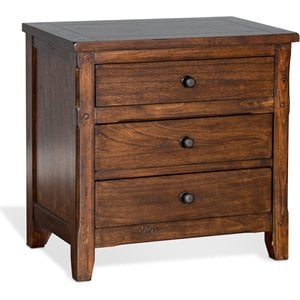Pemberly Row 29&quot Petite Traditional Wood Night Stand in Dark Chocolate