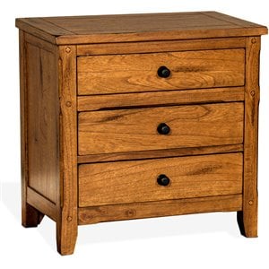 Pemberly Row 29&quot Petite Traditional Wood Night Stand in Rustic Oak