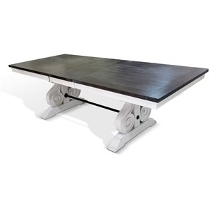 Pemberly Row Modern 96&quot Wood Trestle Table in White/Dark Brown