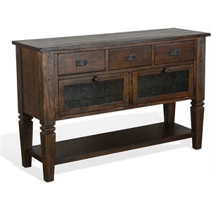 Pemberly Row 54&quot Transitional Mahogany Wood Server in Tobacco Leaf