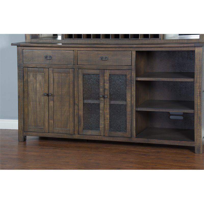 Pemberley Row Mahogany Tobacco Leaf Buffet Rectangular Adjustable Shelves 80