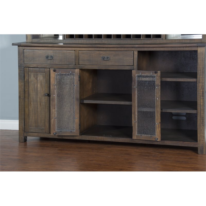 Pemberley Row Mahogany Tobacco Leaf Buffet Rectangular Adjustable Shelves 80
