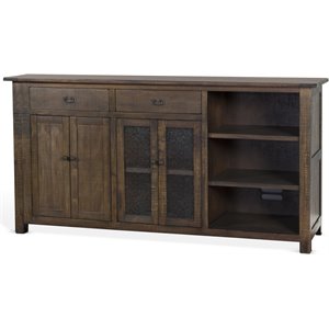 Pemberly Row 80&quot Transitional Mahogany Wood Buffet in Tobacco Leaf