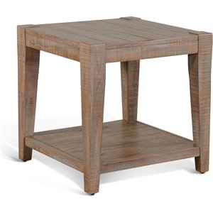 Pemberly Row 24&quot Modern Mindi Wood End Table in Weathered Brown