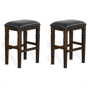 Pemberly Row Modern 30&quot Transitional Wood Stool in Tobacco Leaf (Set of 2)