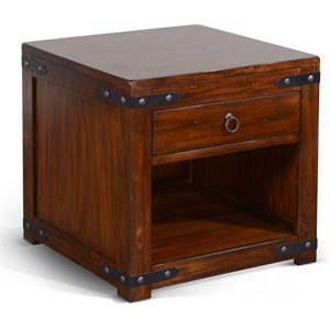 Pemberly Row 24&quot Traditional Wood End Table in Dark Chocolate