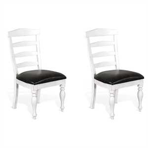 Pemberly Row 41&quot Ladderback Chair with Cushion Seat in White (Set of 2)