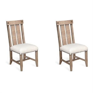 Pemberly Row 40&quot Solid Mahogany Wood Slatback Chair in Taupe Brown (Set of 2)