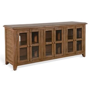 Pemberly Row Doe Valley 70&quot Transitional Wood TV Cabinet in Taupe Brown