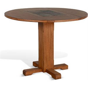 Pemberly Row Modern 40&quot Drop Leaf Mindi Wood Table in Rustic Oak