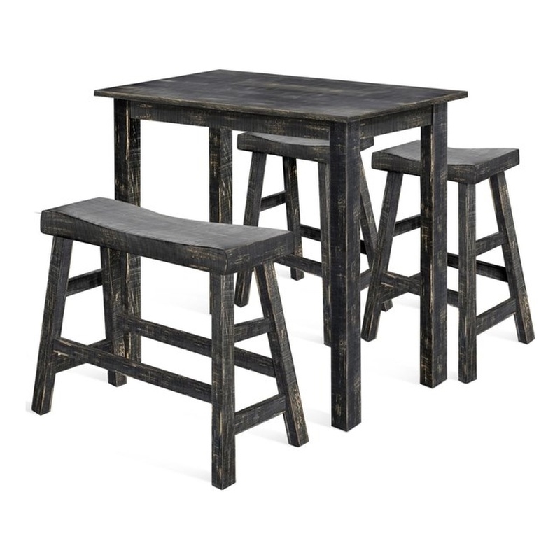 Pemberly Row Modern / Contemporary Marina Black Sand Pub Wood Table