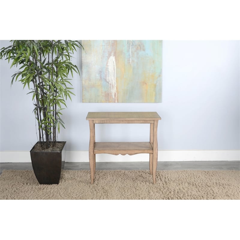 Pemberly Row Marina Oak Beach Pebble Solid Wood and Veneers Side Table