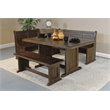 Pemberly Row Farmhouse Wood Breakfast Nook Set in Tobacco Leaf