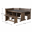 Pemberly Row Farmhouse Wood Breakfast Nook Set in Tobacco Leaf