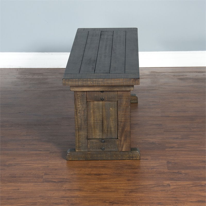 Pemberly Row Farmhouse Wood Breakfast Nook Set in Tobacco Leaf