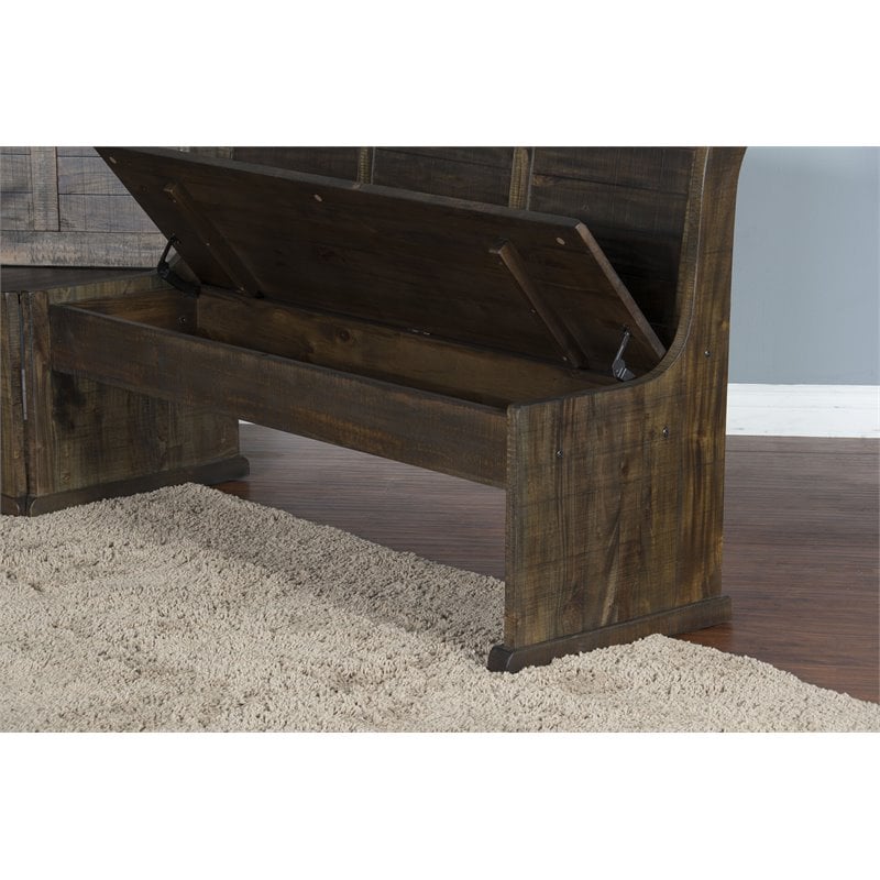 Pemberly Row Farmhouse Wood Breakfast Nook Set in Tobacco Leaf