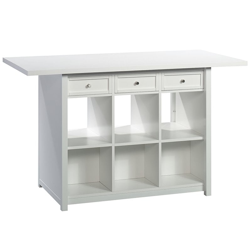 Pemberly Row Traditional 60inches Crafts Table in White Finish