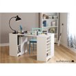 Pemberly Row Traditional Craft Table with Storage in Pure White