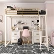 Pemberly Row Contemporary Twin Solid Metal Loft Bed in White