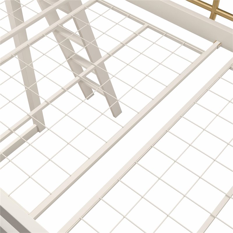 Pemberly Row Contemporary Twin Solid Metal Loft Bed in White