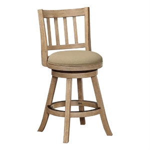 Pemberly Row 24&quot Wood Swivel Counter Stool in Drift Wire-Brush Natural