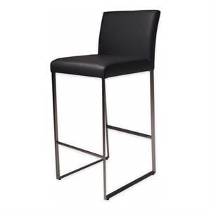 Pemberly Row Modern Faux Leather 26&quot Counter Stool in Black Finish