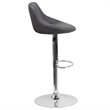 Pemberly Row Adjustable Quilted Bucket Seat Bar Stool in Gray