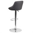 Pemberly Row Adjustable Quilted Bucket Seat Bar Stool in Gray