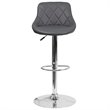 Pemberly Row Adjustable Quilted Bucket Seat Bar Stool in Gray