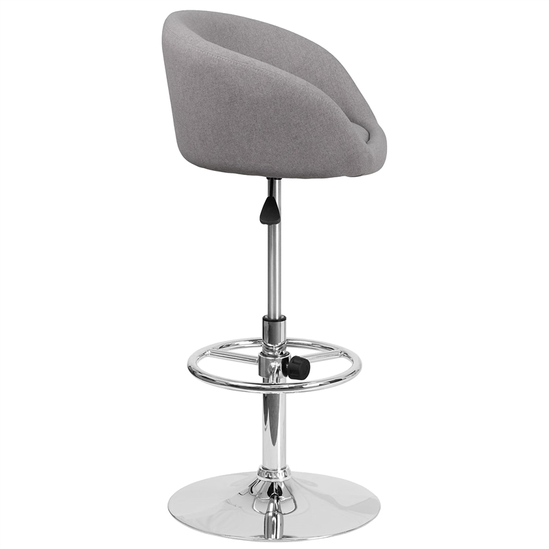 Pemberly Row Modern / Contemporary Fabric Adjustable Bar Stool in Gray