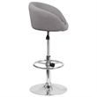 Pemberly Row Modern / Contemporary Fabric Adjustable Bar Stool in Gray
