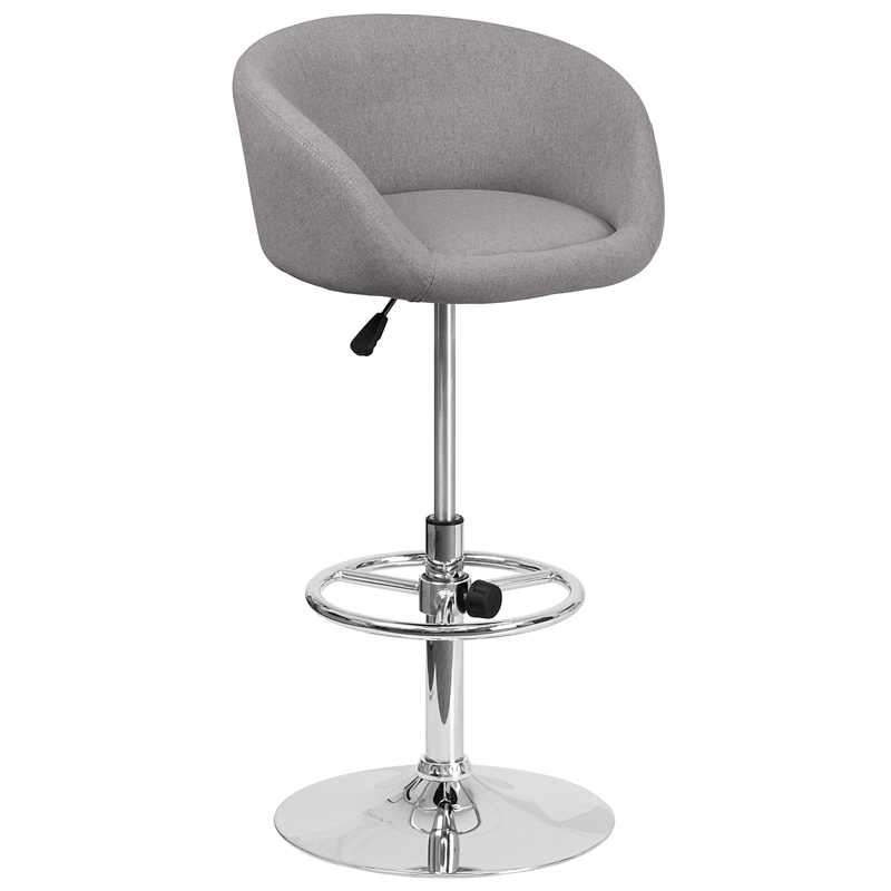 Pemberly Row Modern / Contemporary Fabric Adjustable Bar Stool in Gray