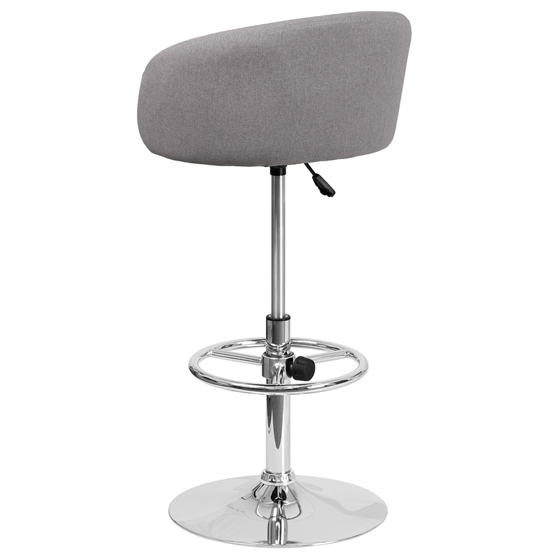 Pemberly Row Modern / Contemporary Fabric Adjustable Bar Stool in Gray