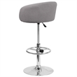 Pemberly Row Modern / Contemporary Fabric Adjustable Bar Stool in Gray