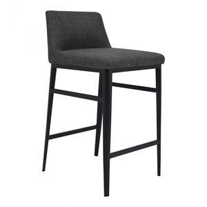 Pemberly Row 25.5&quot Contemporary Fabric & Steel Counter Stool in Charcoal Gray