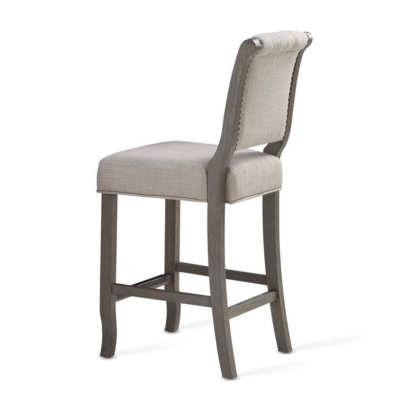 Pemberly Row Modern / Contemporary Gray Wood Stationary Counter Height Bar Stool